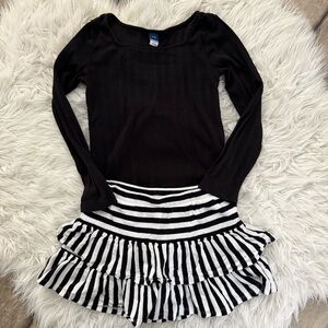Old Navy Black and White Stripes Skirt and Shirt